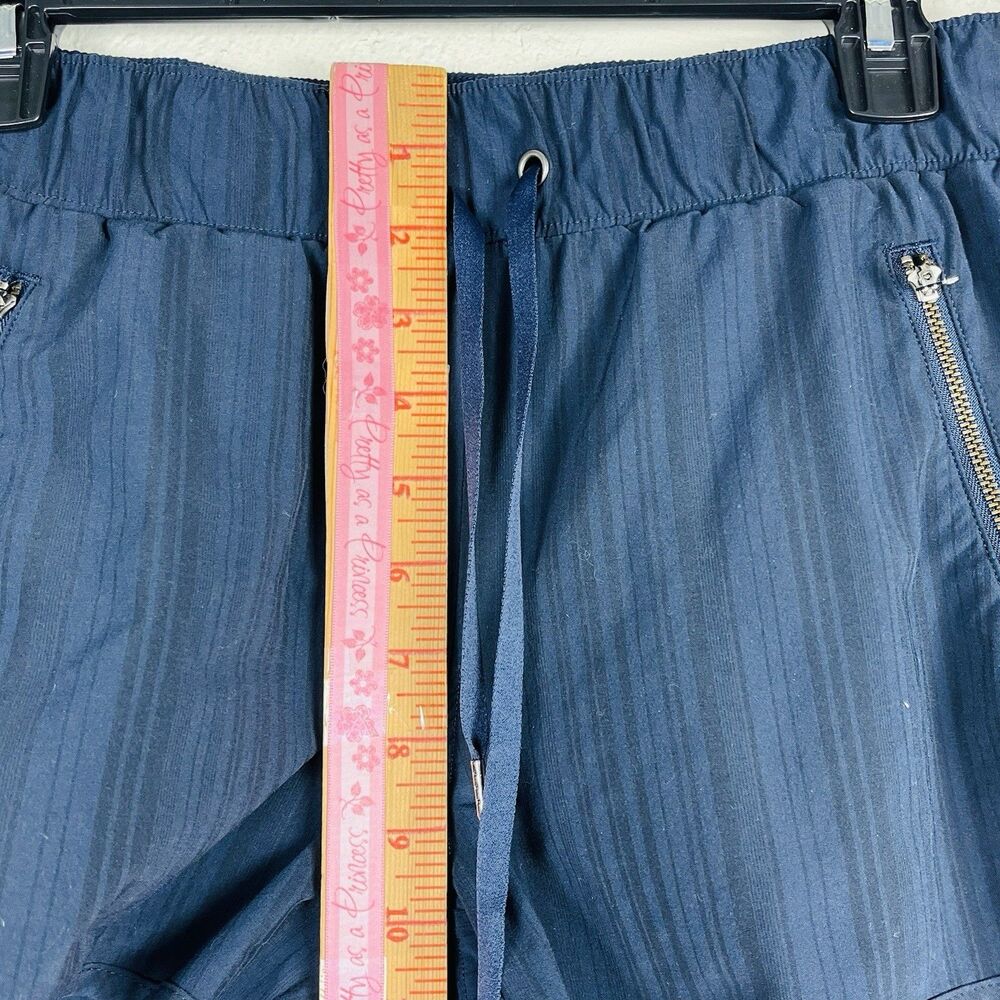 Athleta Navy  Blue Pull On Running Shorts Zip Pocket Drawstring Women’s M - Picture 9 of 12